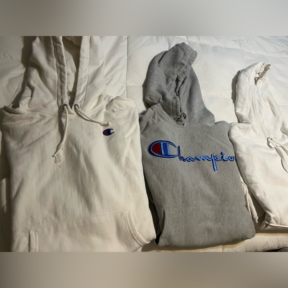 Champion Men's or Women’s/ Kids Gray and White Hoodie Bundle